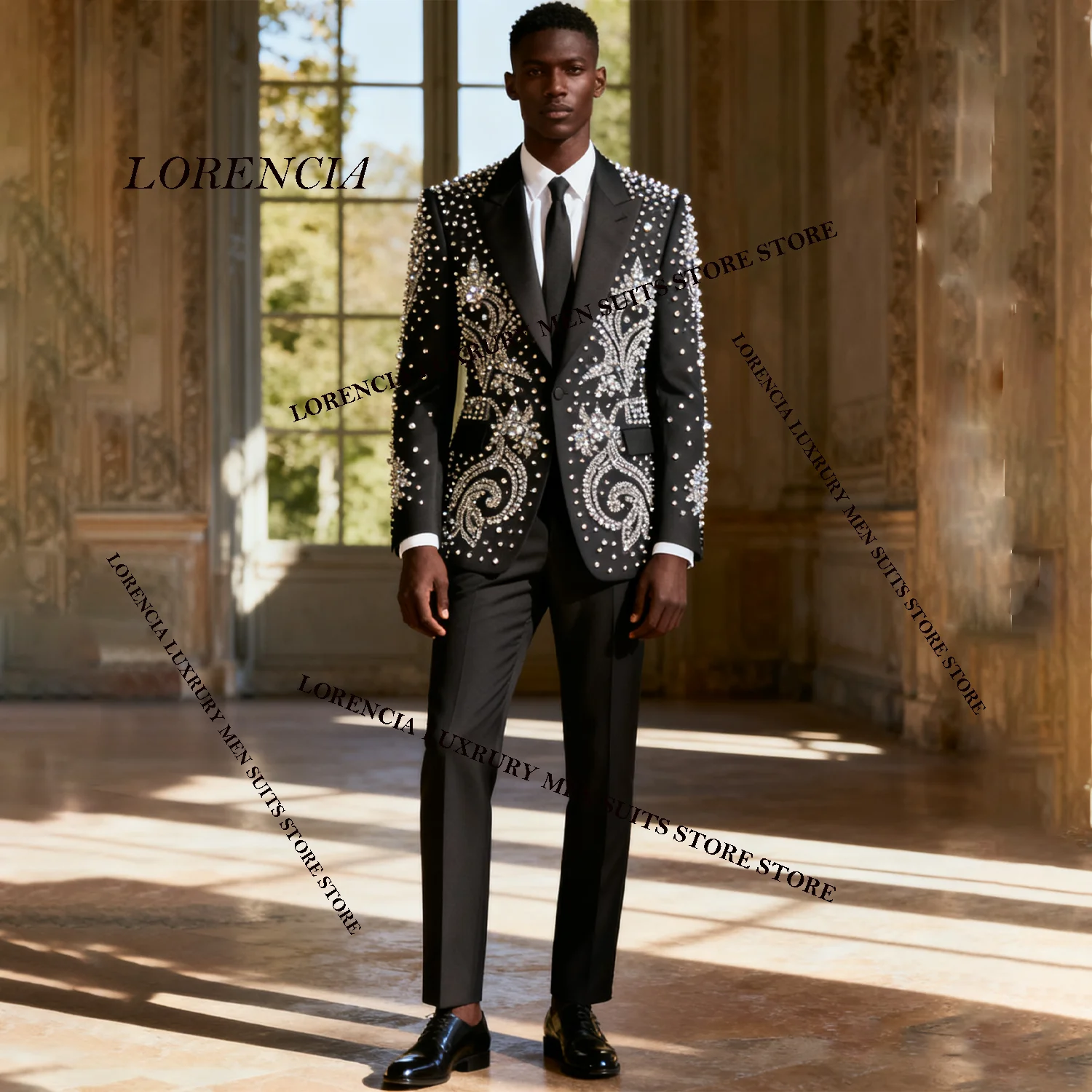 

Блестящие высококачественные мужские костюмы с лацканами, облегающие спортивные смокинги для жениха по индивидуальному заказу, свадебный фрак, ювелирные изделия с бриллиантами, Ropa homre