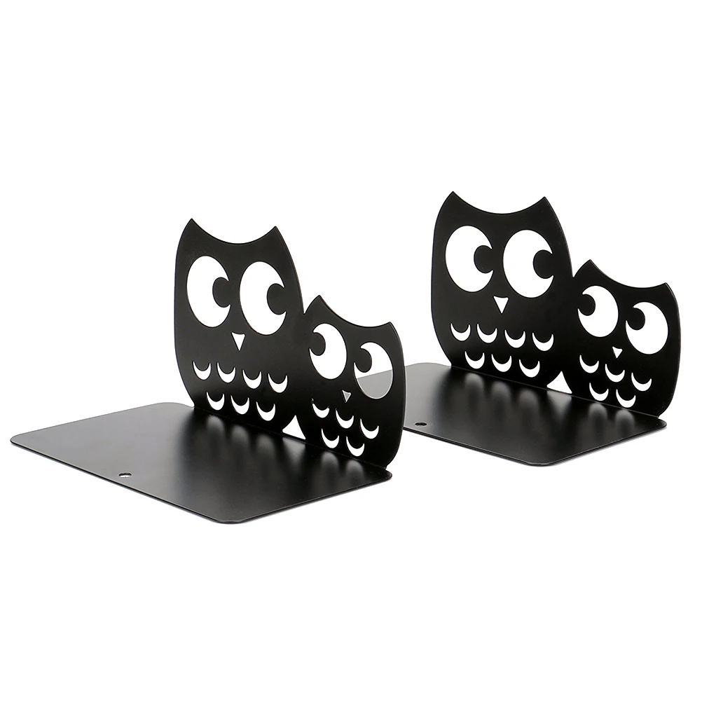 

Owl Set of 2 Decorative Iron Nonskid Desk Study Room Book Shelf Organizer Sculpture Animal Head Shape