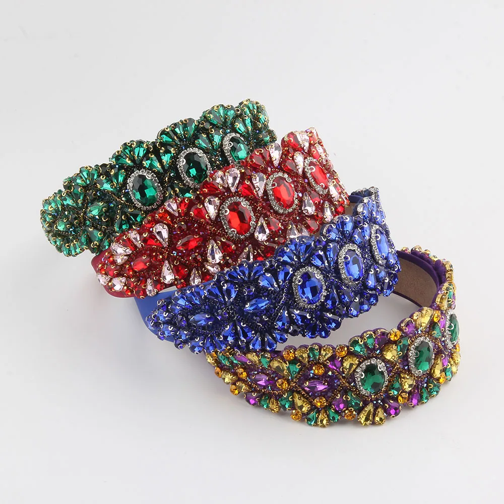 

European and American New Fashion Heavy Craft Full Diamond Wide Headband for Women, Luxurious Bridal Hair Accessory for Proms