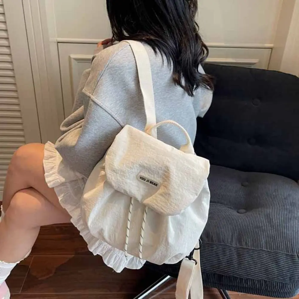 Gift Solid Color Drawstring Backpack Nylon Large Capacity Students School Bag Travel Bag Storage Bag Shoulder Bag Rucksacks