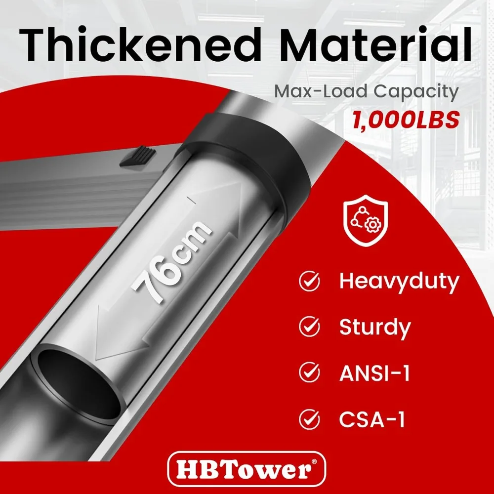 سلم تصغير من الألومنيوم، وصلة 12.5 قدم، سعة تحميل 1000 رطل، سلم متعدد الأغراض قابل للطي للاستخدام عالي التحمل