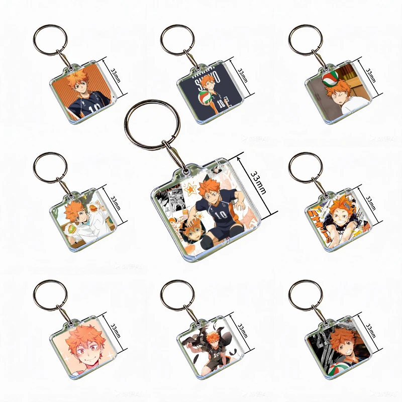 Anime Role Play Shōyō Hinata Acrylic Keychain Handmade Hanging for Clothes Backpack Decoration Accessories Gifts with Friends