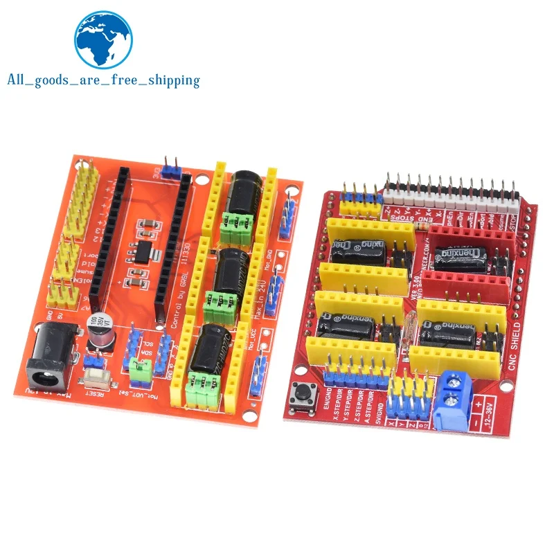 مراجعة وتحليل لوحات التحكم CNC Shield V4 و V3 لمشاريع Arduino وآلات الحفر والطباعة ثلاثية الأبعاد
