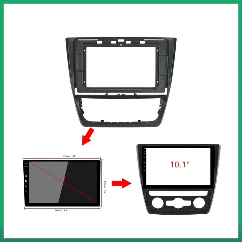 Car Radio frame GPS Navigation Panel For Skoda 2014 Yeti 10Inch Screen 2 Din Android Dashboard  Stereo Fascias Panel