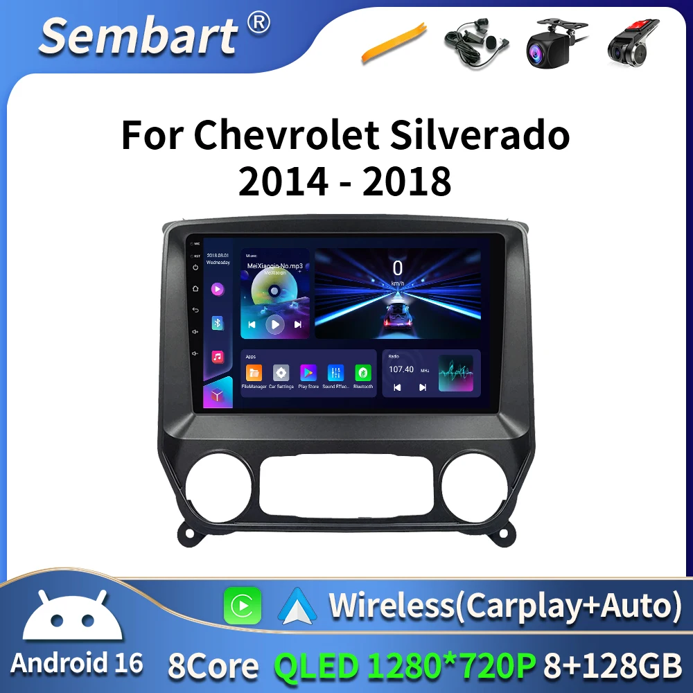 

Android 16 Carplay Auto Car Radio Multimedia For Chevrolet Silverado 3 GMTK2 2014 2015 2016 2017 2018 Autoradio Stereo Head Unit