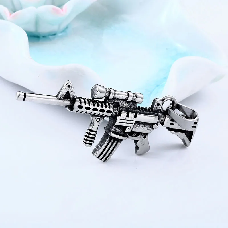 M416 Automatic Rifle Guns Stainless Steel Men Women Necklaces Pendants Punk Rock Trendy Fashion Jewelry Accessories Wholesale