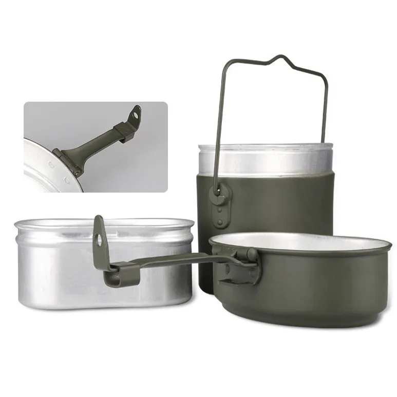 79 German lunch box, outdoor camping aluminum military lunch box, heated lunch box bento box, picnic three-piece set