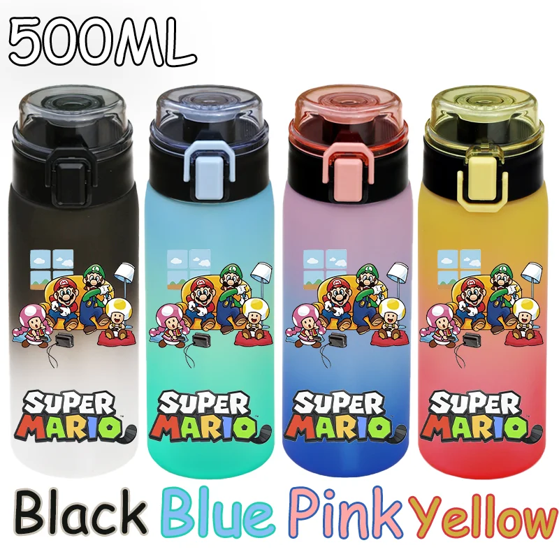 500 مللي سوبر ماريو بروس X لعبة أزرق وردي أصفر أسود متجمد كوب ماء ماريو لويجي الأميرة الخوخ كوب ماء للشرب