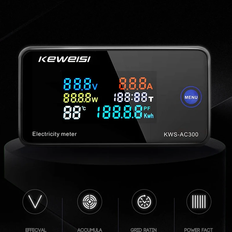 KEWEISI,KWS-AC300 Digital Voltmeter AC 50-300V Voltage 45-65Hz Power Energy Meter LED Wattmeter 0-10A Detector A