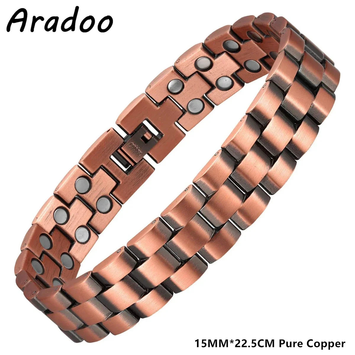 

ARADOO Pure Copper Bracelet for Men 3500 Gauss Neodymium Magnetic Therapy Link Bracelet Bangle Jewelry Gifts