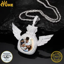 TUHE Hight Quality VVS1 Moissanite Photo Pendant 925 Sterling Silver Custom Purse Photo Frame Pendant For Men Hip Hop Jewelry