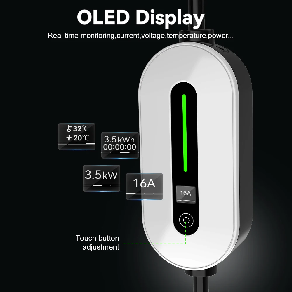 IPENGEN Electric Car Charger Type 2 Charging Cable EV Charging Station Wallbox EVSE Electric Charger for Nissan Leaf Charger 16A