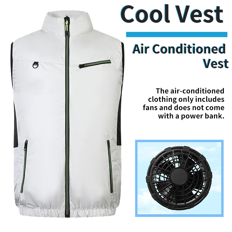 Cooling Air-Conditioned Vest: Solid-Color Hooded USB Fan Vest for Continuous Cooling in Hot Outdoor Environments