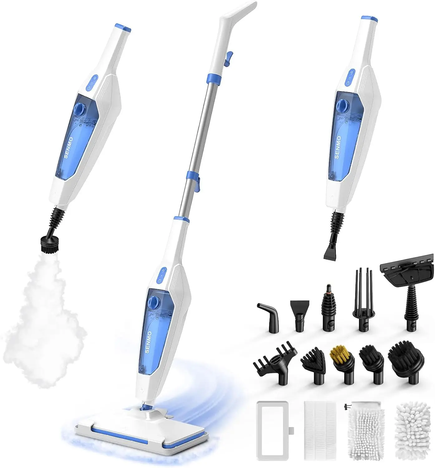 

14-in-1 Detachable Steam Cleaner, 1300W Deep Cleaning for Floors, Tile, Carpet & Furniture with 14 Attachments