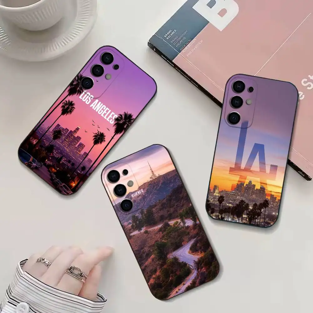 Дорожный чехол для телефона Los Angeles California для Samsung S25, S24, S21, S22, S23, S30, Ultra, S20, Plus, Fe, Lite Black Shell