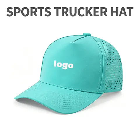 Custom Logo 5 Panel Laser Drilled Quick Dry Breathable Sports Trucker Cap Men Women Summer Outdoor Lightweight Sun Hat