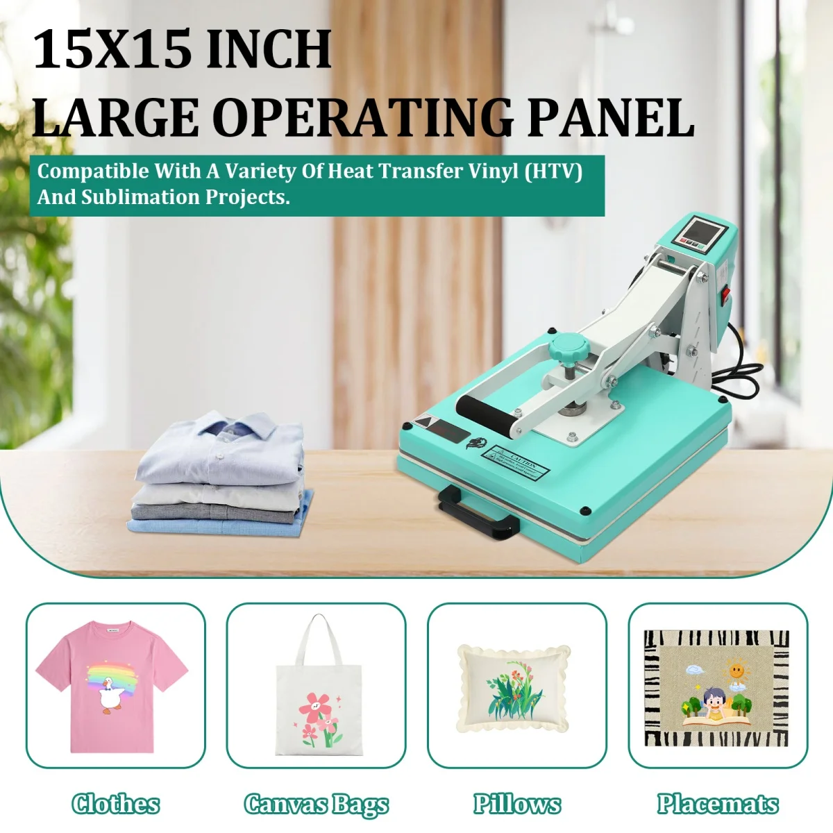 Heat Press Machine 15 x 15 Inch Large Operating Panel T-Shirts Heat Press Digital Sublimation Printer for Clothes Canvas Bags