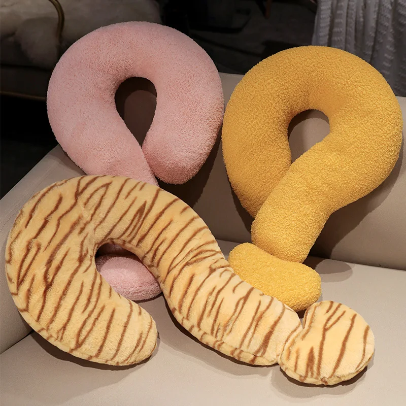Fragezeichen U-förmiges Kissen Lässiges Kissen Plüschtier Sofakissen Ornament Nickerchenkissen Mädchen Geschenk