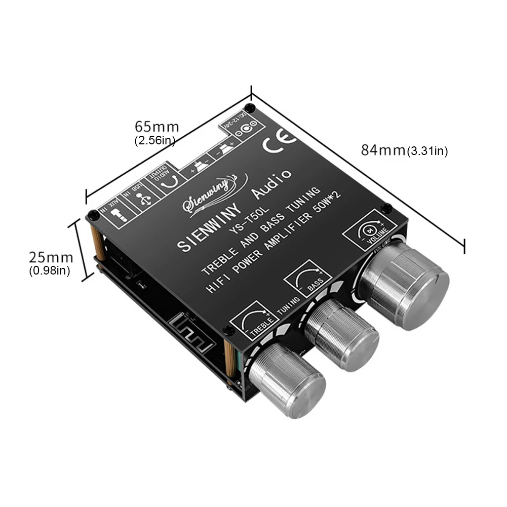 YS-T50L HiFi Amplifier 3.5mm AUX Passive Speakers Bluetooth-Compatible 5.1 Digital Power Amplifier Home Sound Systems Supporting