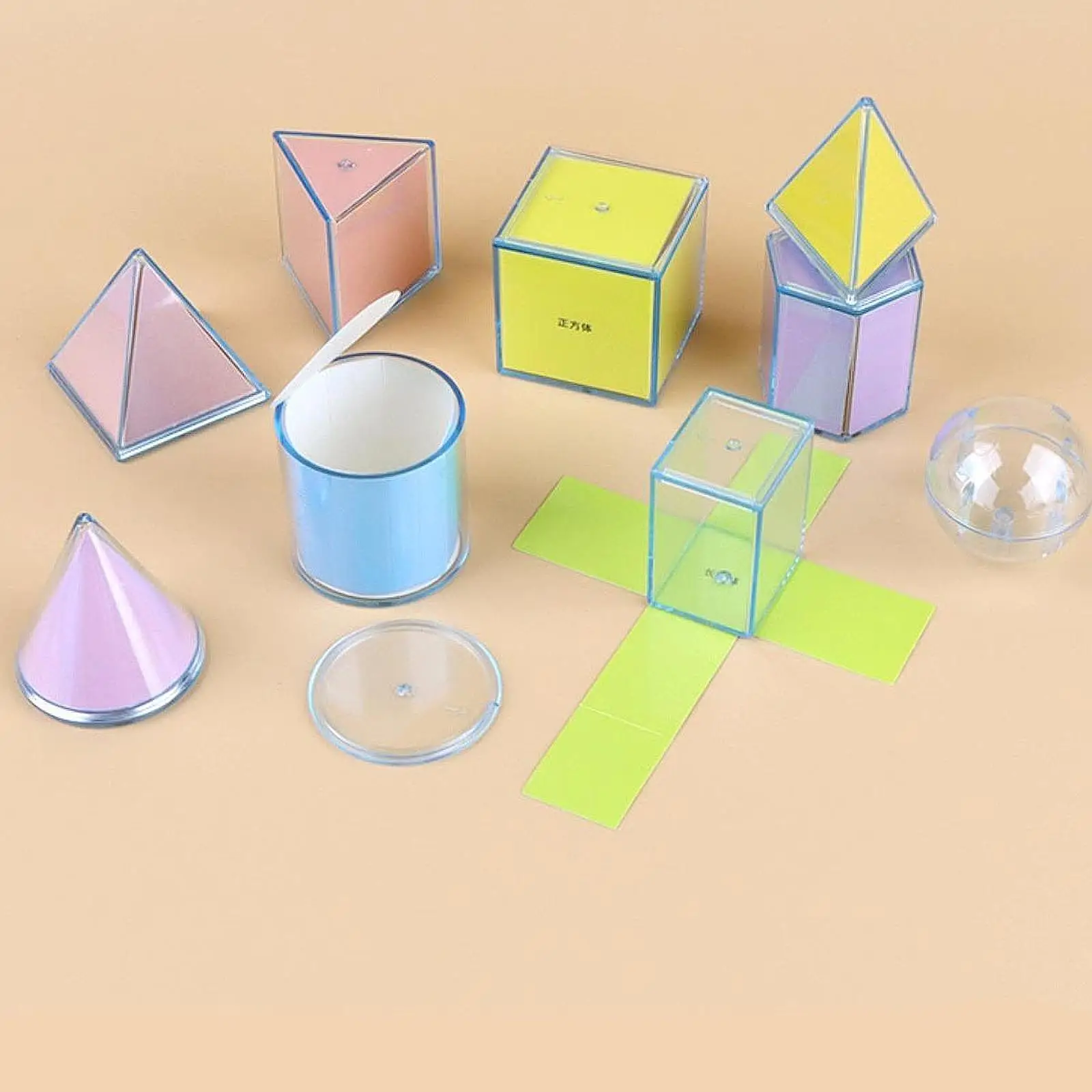 9Pcs Folding Geometric Shapes Back to School Supplies, 3D Geometric Solids Learning Toys for Kids, Elementary School