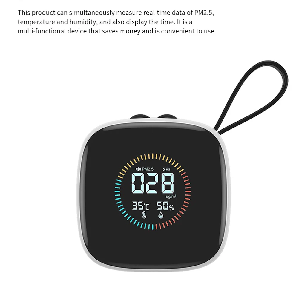 Indoor hanging rope PM2 5 detector for dust and particle monitoring with for real time air data display and audible system