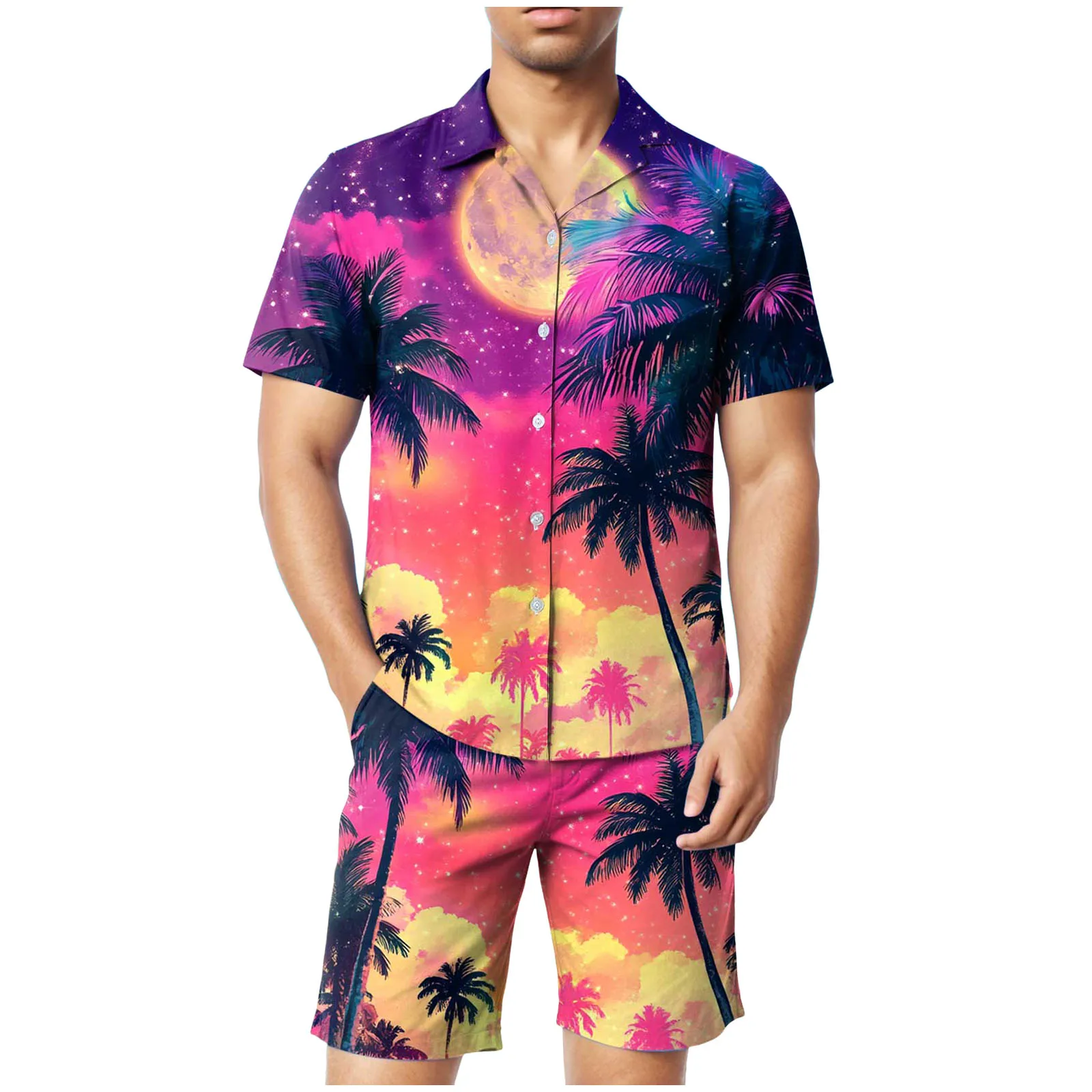 

All Tuxedo Suits for Men Men's Hawaii Short Sleeved Shirt And Shorts Two Piece Suit And Jogging Suit Men