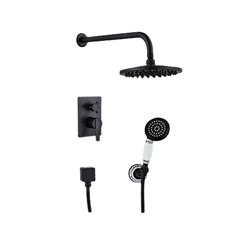 

European style antique black bronze wall recessed concealed shower shower set shower hot and cold faucet