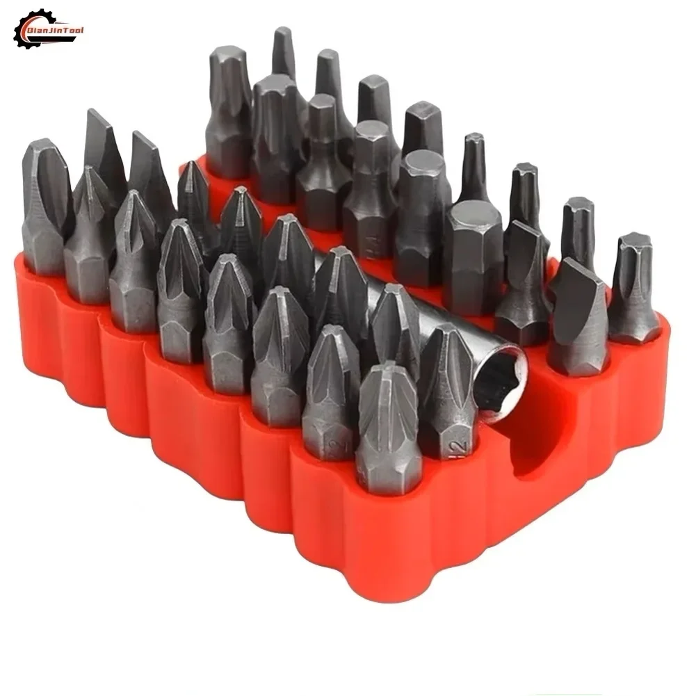 33-teiliges Schraubendreher-Bit-Set, manipulationssicher, viel Sicherheits-Schraubendreher-Bit-Set, 1/4 Zoll Torx, sechseckiger Stern, Schlitz-Bit-Schraubenschlüssel, magnetisch, Ho