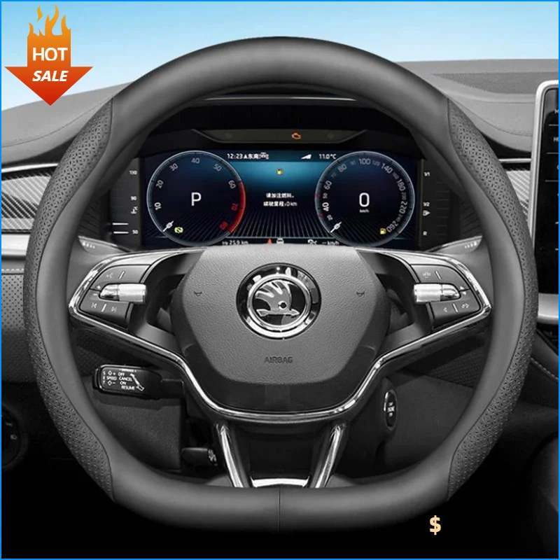 

Leather Car Steering Wheel Cover for Skoda Yeti Fabia Roomster Citigo Octavia Rapid Octavia Superb Auto Interior Accessories