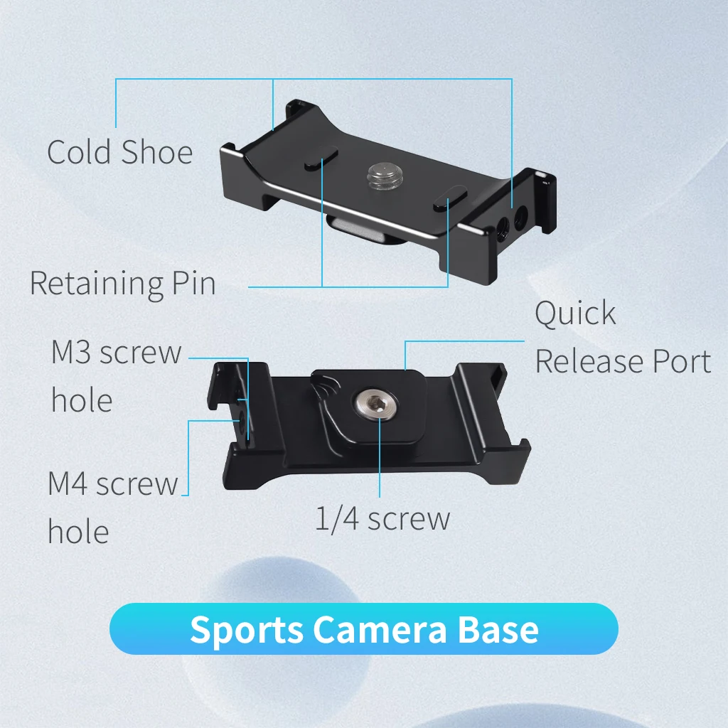 Aluminium-Schnellwechselbasis Magnetischer Klappbarer Stativadapter mit 2x Kaltschuhhalterungen für Insta360 X6 X5 X4 X3 Panorama-Actionkamera – Detail 18