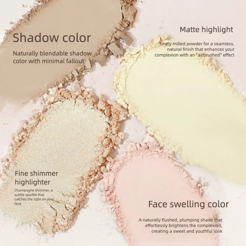 Gogo Dance Contour Highlighter Three Colors Matte Pearlescent Brightening Face Side Nose Shadow Comprehensive Palette For Women