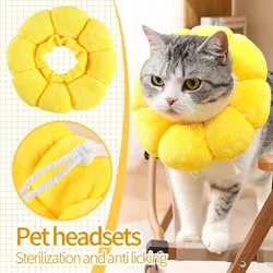 Sunflower Pet Collar Anti-Bite Surgery Anti-Lick Wound Healing Cat Protection Collars Soft Plush Elizabethan Collar