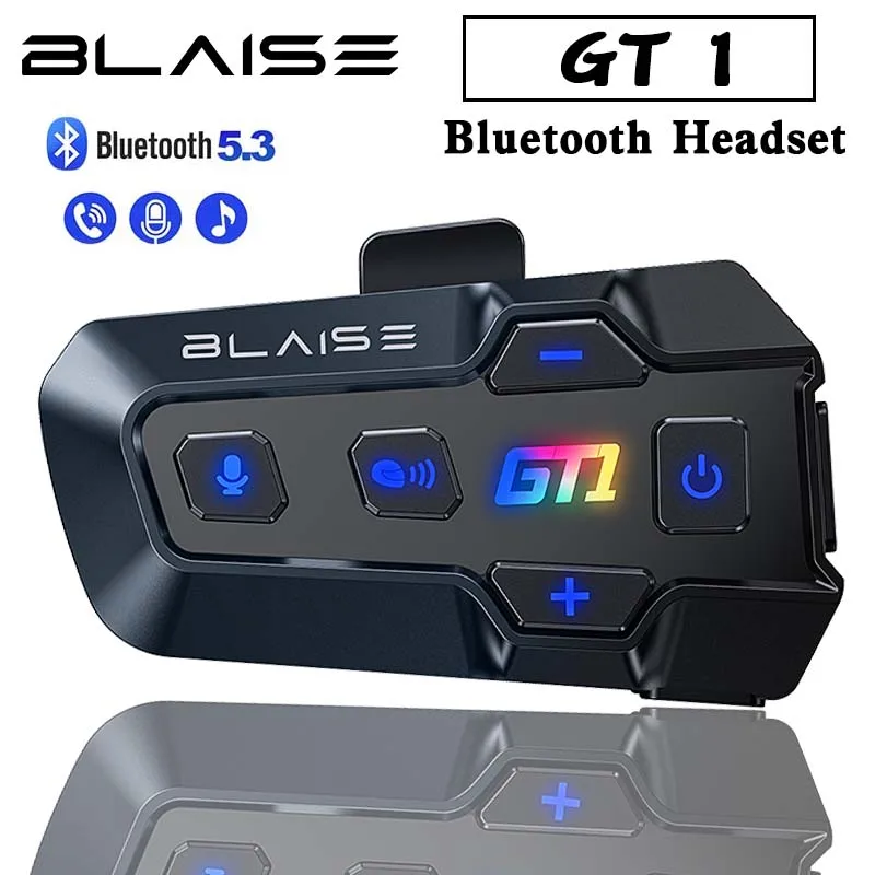 BLAISE GT1 Motorcycle Bluetooth Intercom Music Sharing 1000m 2 Riders Group Helmet Communication Speaker Headset Interphone