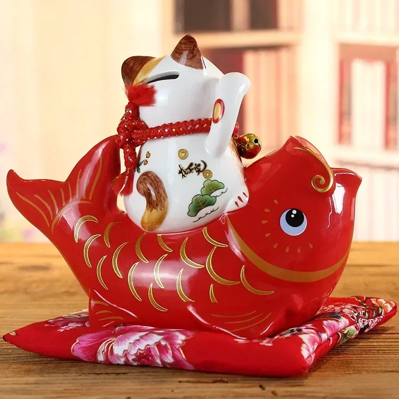 Fortune cat decoration living room home decoration office decoration piggy bank relocation opening gift year after year