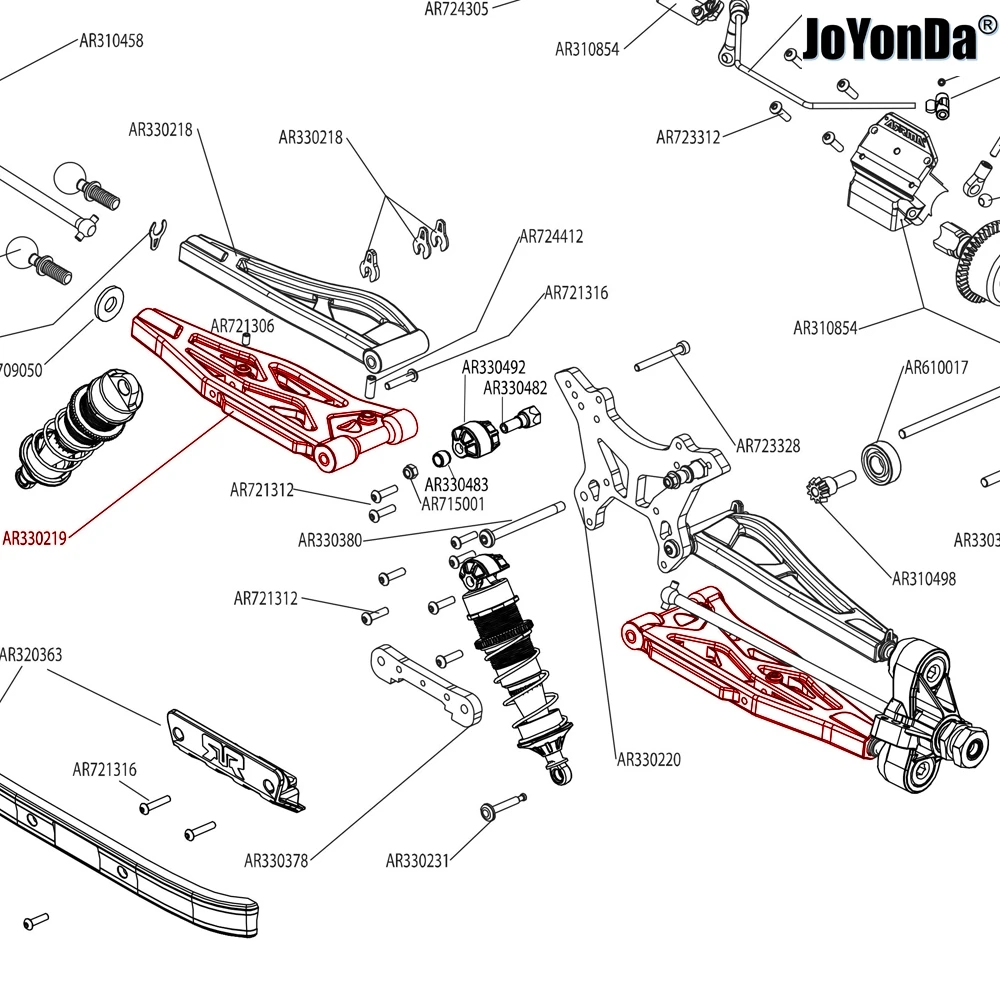 # AR330219 brazos de suspensión inferiores delanteros de aluminio para coche RC 1/8 ARRMA KRATON NOTORIOUS OUTCAST TALION 6S BLX