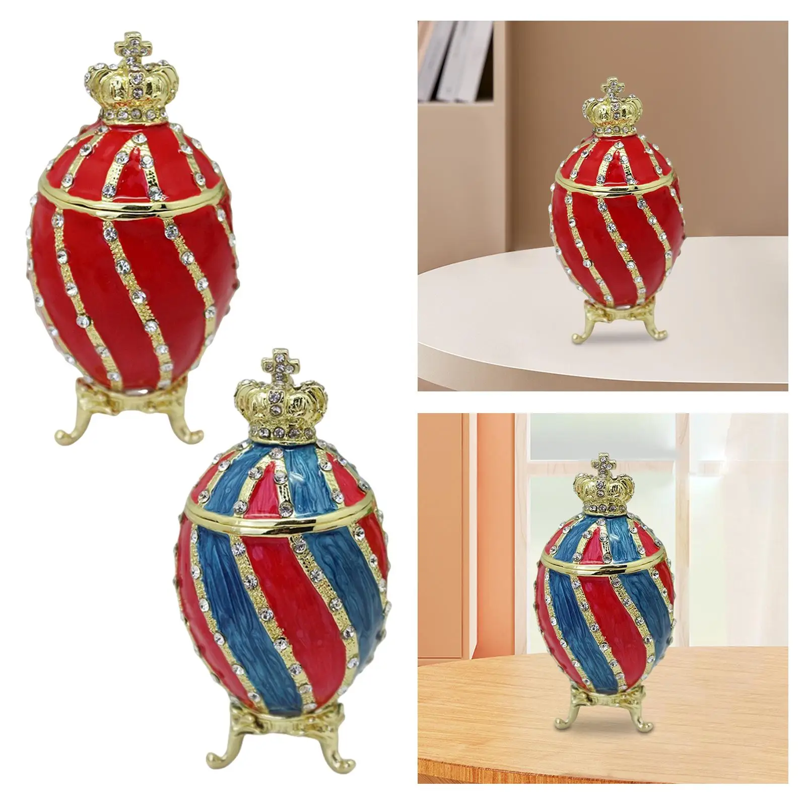 

Enamel Hinged Jewelry Box Rings Holder Container Case Easter Egg Trinket Box for Earrings Body Jewelry Girl Girlfriend Charms