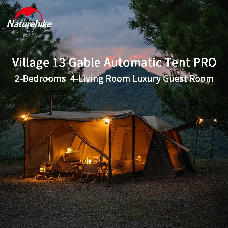 

Naturehike Village 13 Gable Автоматическая палатка PRO 4-8 человек Быстрая установка Портативная палатка для кемпинга Солнцезащитная вентилируемая полностью закрытая