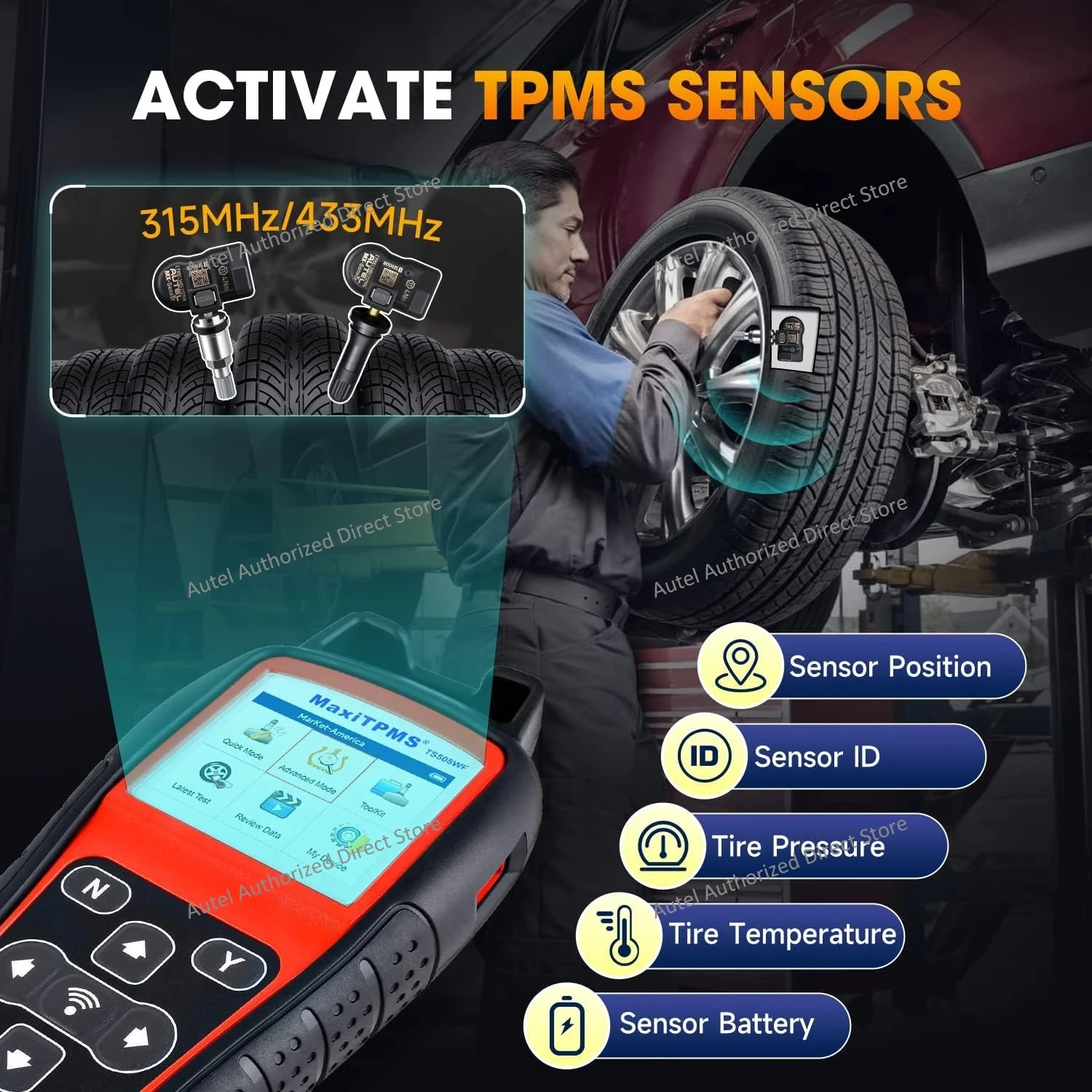 Picture 9: Autel MaxiTPMS TS508WF TPMS Programming Diagnostic Tools Code Reader TPMS System Health Check, Program MX-sensor, TPMS Relearn