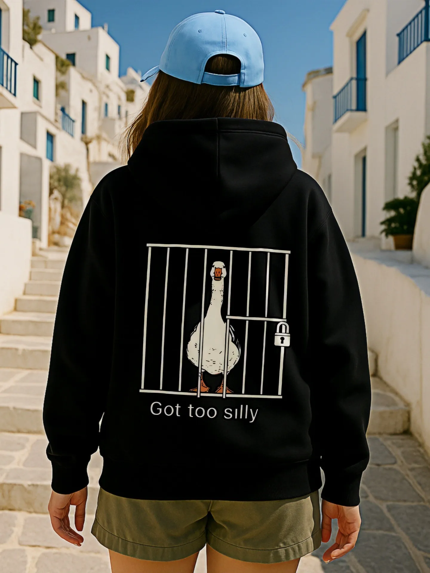 Sudadera con capucha gráfica para mujer, lindo ganso, estampado, estética informal, tela suave, uso diario informal, para adolescentes