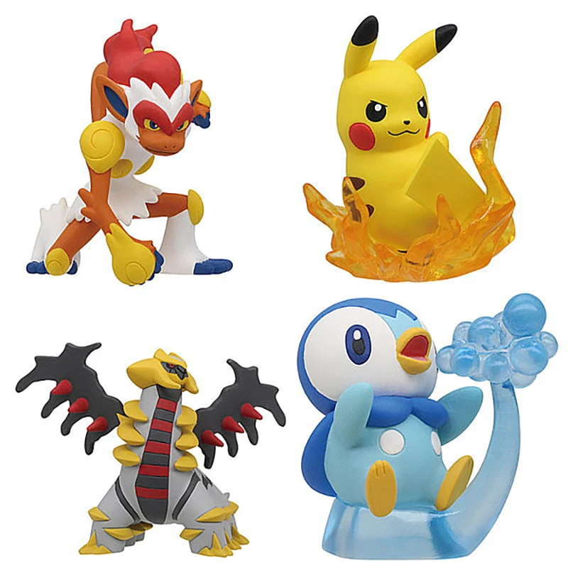 TAKARA TOMY T-ARTS Pokemon Sinnoh Piplup Infernape Pikachu Gashapon Action Figure Model Toys Gift for Birthday Children