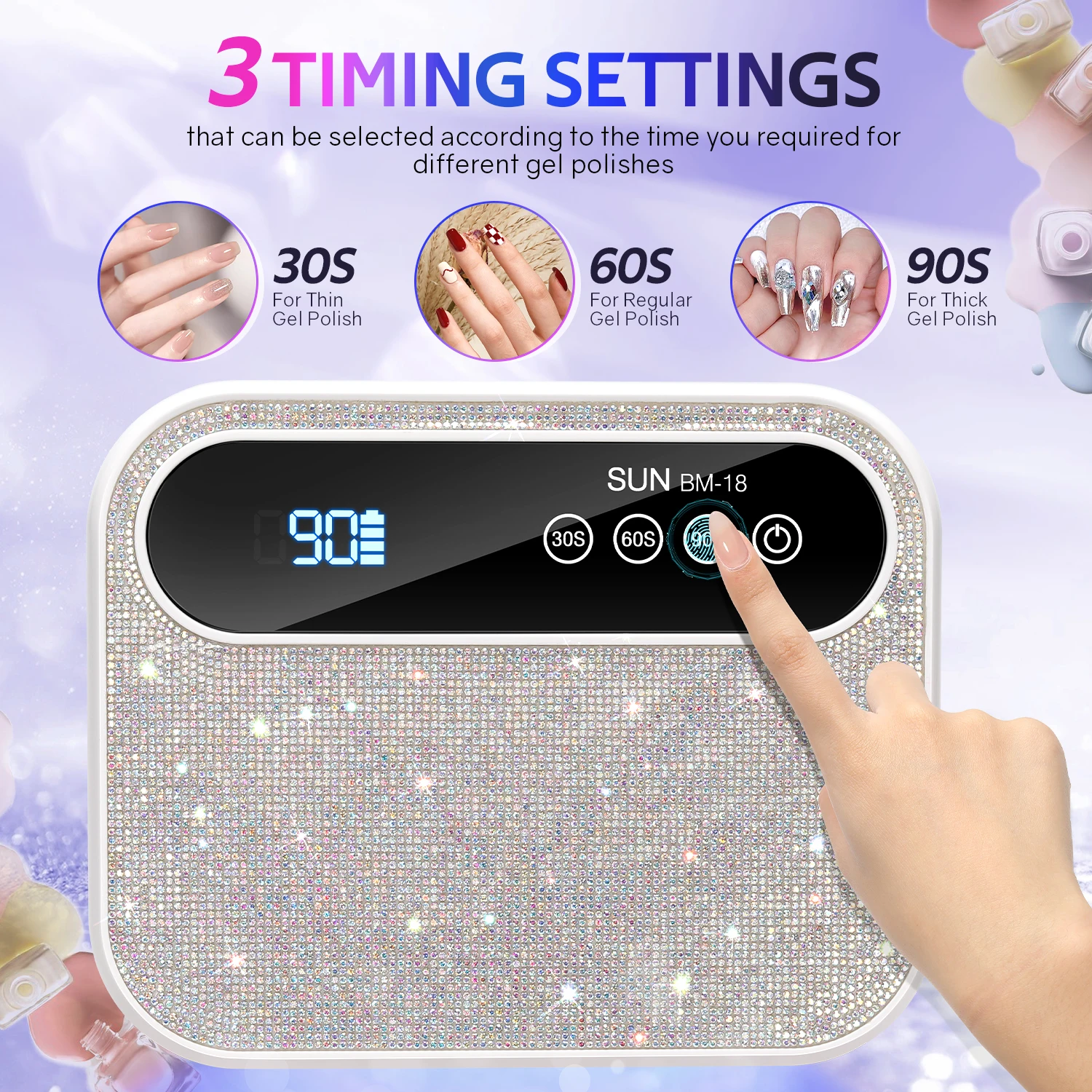 42 المصابيح قابلة للشحن مسمار مصباح المهنية الأشعة فوق البنفسجية LED مصباح مع الماس 168 واط هلام البولندية تجفيف مصباح للأظافر أدوات مانيكير #3