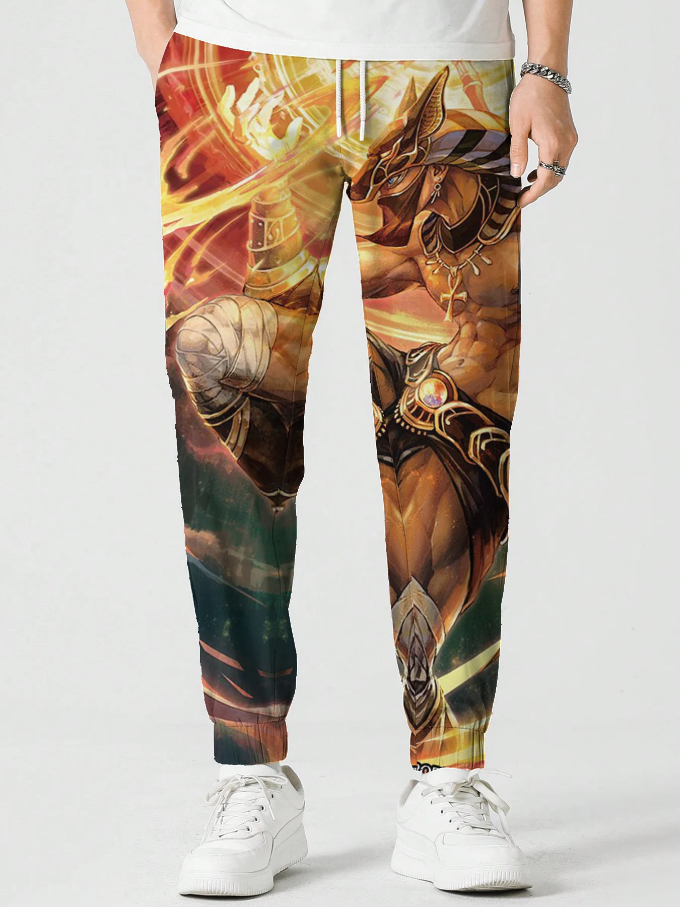 FjPrairie Egyptian Myenson Print Anubis Fouling Pants, Pantalon de survêtement décontracté pour homme, Streetwear masculin, Pantalon de jogging extérieur