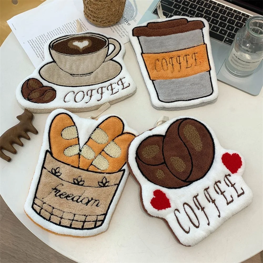 2pcs Coral Fleece Hand Towels - Absorbent Lint-Free Cartoon Afternoon Tea Design,Light Luxury Style for Kitchen & Bathroom Decor