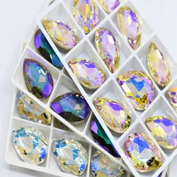 k9 glass crystal Rhinestones Pointback teardrop super glitter Beads For Jewelry Making 30x40mm 20x30mm