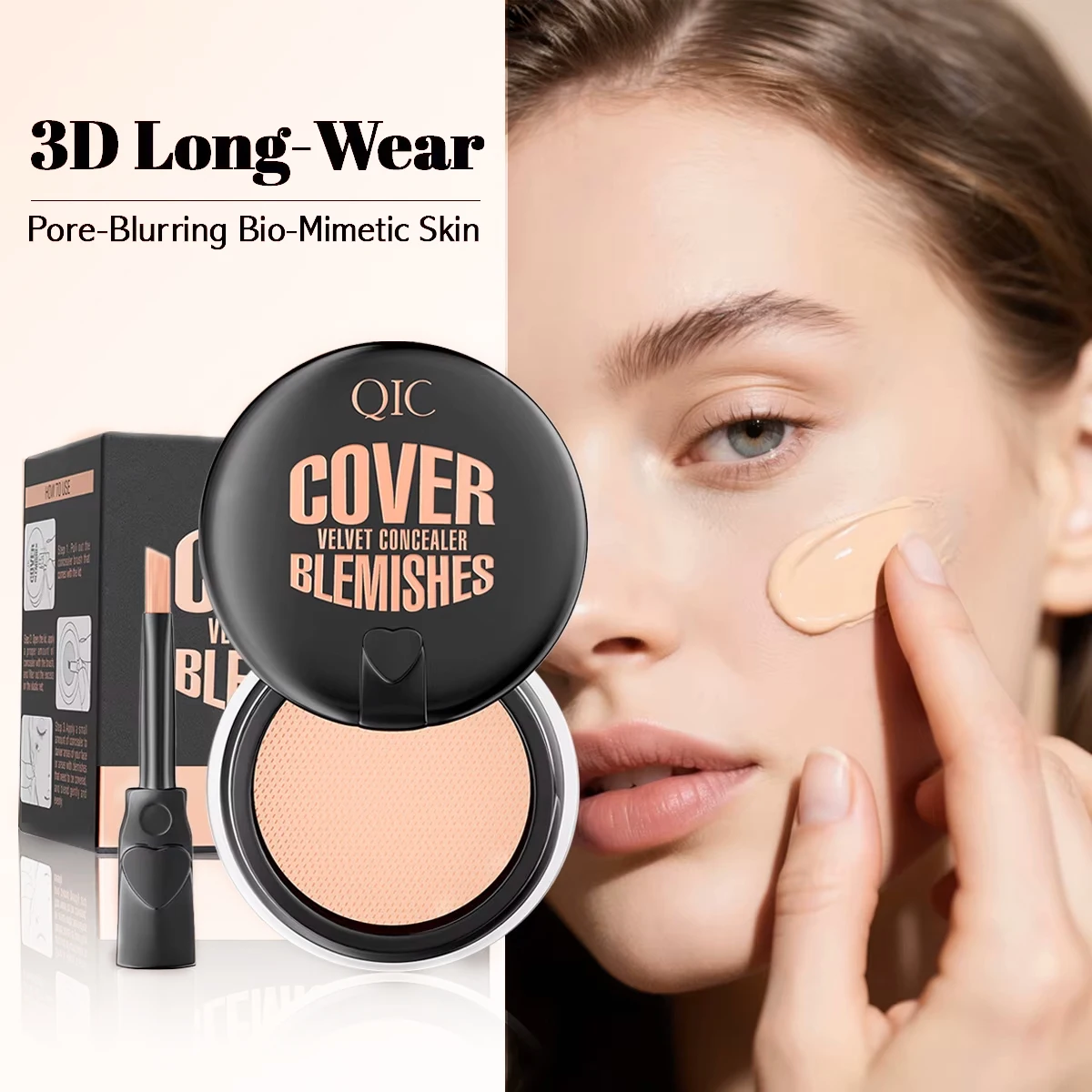 

QIC Full Coverage Waterproof Concealer Cream for Dark Circles Tattoos – Full Coverage Facial Concealer Foundation Cosmetic