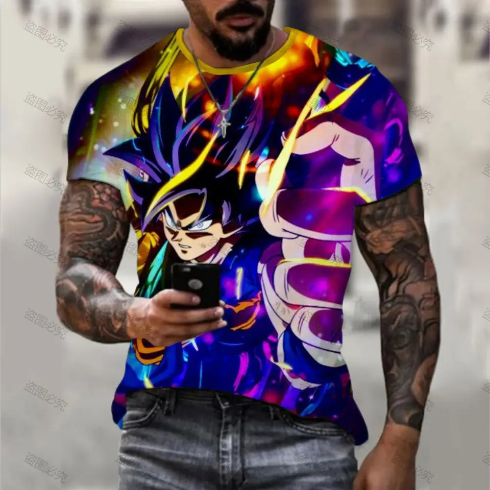 Men\'s T-shirt Printed Dragon Ball Z Essentials 2023 110-6XL Goku Anime High Quality T-shirts Fashion Oversized Short Sleeve New