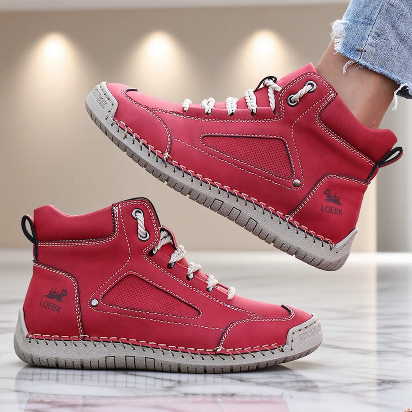 Short Boots Men Leather Sports Shoes with Handmade Stitching Design 2025 Women's Retro Loafers Suitable for Street Casual Style