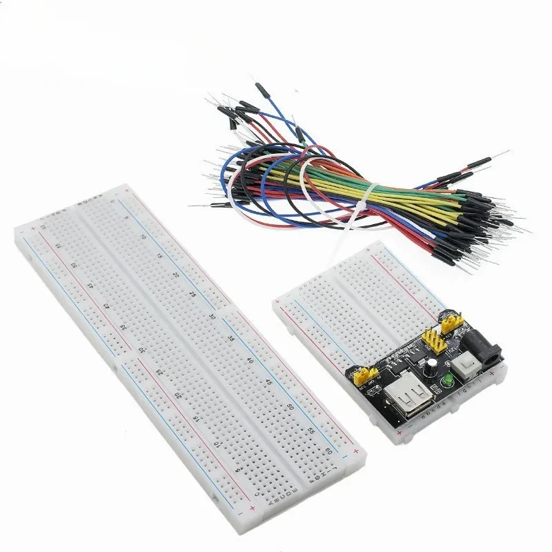 10 قطعة 3.3 فولت/5 فولت MB-102 وحدة طاقة اللوح + 400 830 نقطة لحام النموذج لوح خبز عدة + 65 سلك توصيل معزز مرن