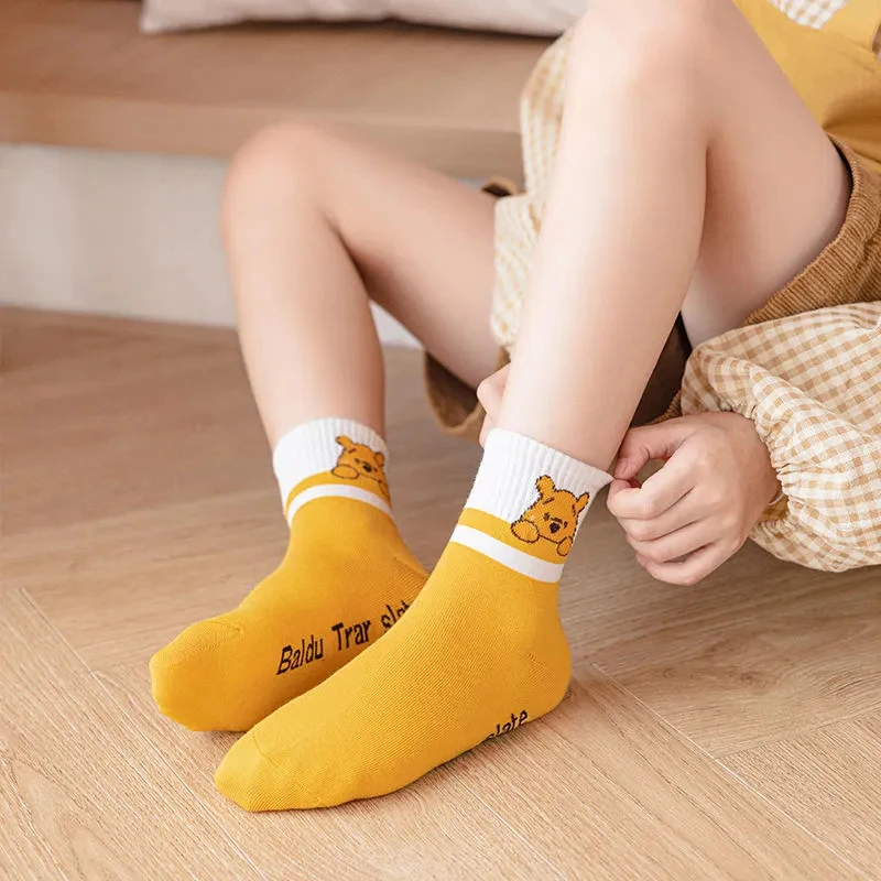 Disney Pooh Bear Children Cotton Socks Cartoon Anime Figures Winnie Cute Fashion Breathable Medium Sock Winter Warmth Kids Gifts