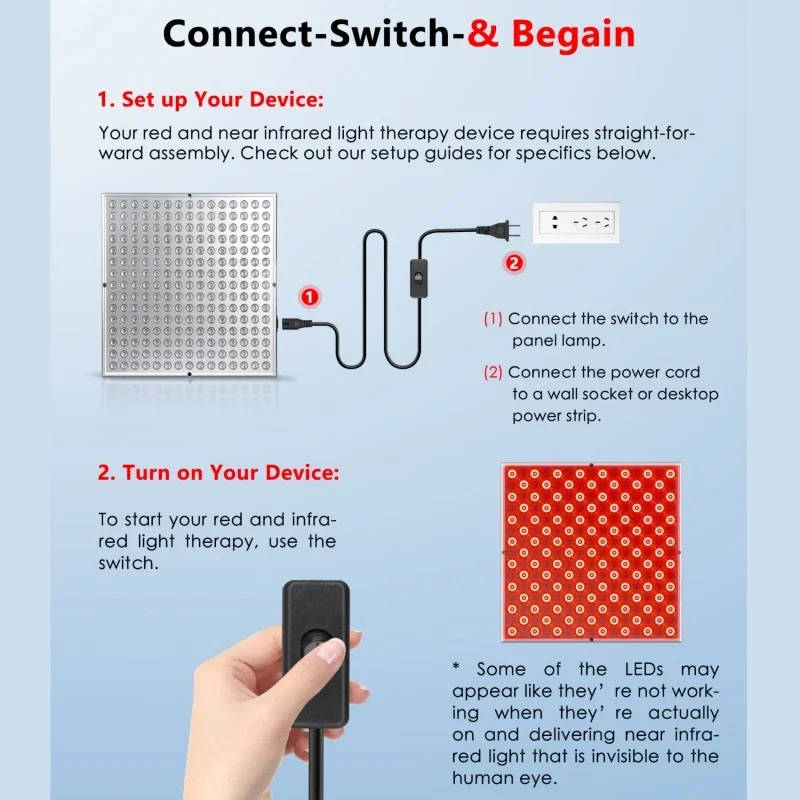 แผงไฟ LED สีแดงสำหรับบำบัดผิวหน้า ชะลอวัย ดูแลผิวพรรณ ความงาม 225 หลอด LED บรรเทาอาการปวดเมื่อยตามร่างกาย เครื่องมือบำบัดทางกายภาพ